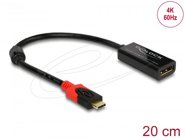 Delock From Computer DisplayPort (DP) to USB-C monitor Adapter 20cm black