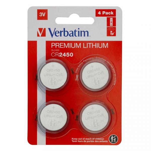 Verbatim LITHIUM BATTERY CR2450 3V 4 PACK