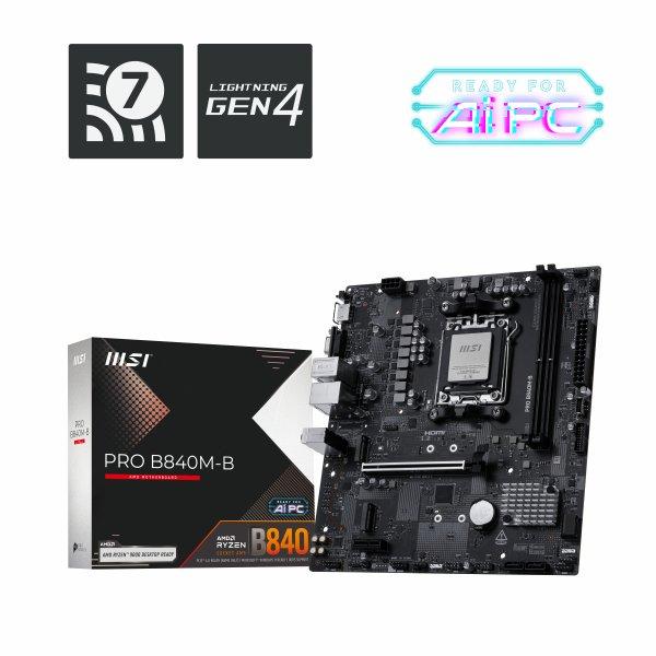 MSI Pro B840M-B Motherboard Amd B840 Socket Am5 Micro Atx