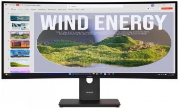 Lenovo ThinkVision T34WD-40 - LED-näyttö - kaareva - 34 - 3440 x 1440 UWQHD 120 Hz - VA - 300 cd/m² - 30001 - HDR10 - 4 ms - HDMI, DisplayPort, USB-C - eclipse black