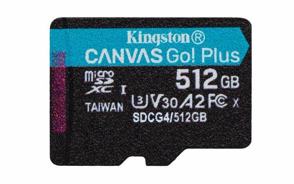 KINGSTON 512 GB CANVAS GO PLUS GEN4 MICROSD, A2, U3, V30 (200R/160W)