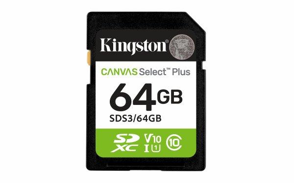 Kingston 64GB SDXC Canvas Select Plus Gen3 100MB/s C10 UHS-I U1 V10