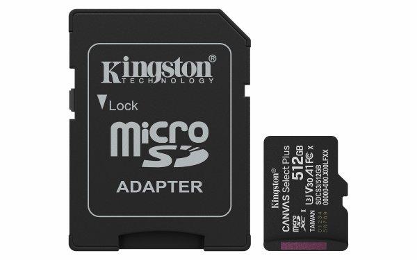 Kingston 512GB microSDXC Canvas Select Plus Gen3 150MB/s A1 Card + Adapter