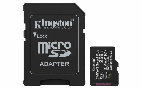 Kingston 256GB microSDXC Canvas Select Plus Gen3 150MB/s A1 Card + Adapter