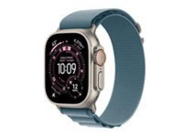 Apple Watch Ultra 3 - 49 mm - luonnollinen titaani - Kyllä älykello kanssa Alpine-ranneke - tekstiili - vaaleansininen pannan koko M - 64 Gt - LTE, NFC, Wi-Fi 4, UWB, Bluetooth - 5G - 61.6 g