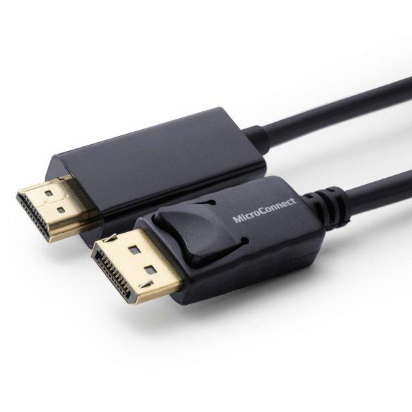 MicroConnect DisplayPort 1.2 to HDMI 1.5M Cable DisplayPort Male - HDMI Male OD 6.0MM, Gold-plated connectors, Signal direction DisplayPort to HDMI