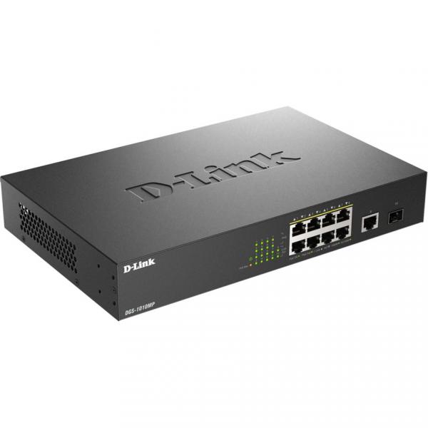 D-Link 10-Port Gigabit PoE+ Unmanaged Switch with 1 x SFP port and 1 x Gigabit Uplink Port