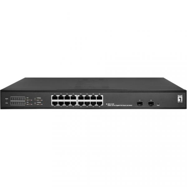 LevelOne Switch 16x GE GES-2118P     2xGSFP 19 230W 16xPoE+