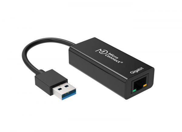 MicroConnect USB3.0 to Gigabit Ethernet RJ45 10/100/1000Mbps black Support windows11/10/8/7/Vista/Xp 32/64(Bit), Mac OS 10.5x or above and Linux