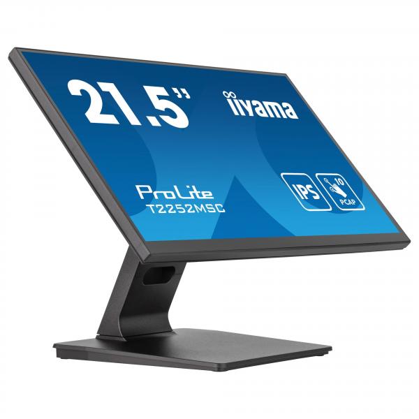 iiyama ProLite T2252MSC-B2 Touch - LED-näyttö - 22 (21.5 katseltava) - kosketusnäyttö - 1920 x 1080 Full HD (1080p) 60 Hz - IPS - 250 cd/m² - 10001 - 5 ms - HDMI, DisplayPort - kaiuttimet - musta, matta viimeistely