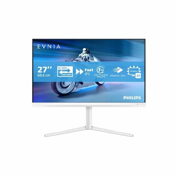 Philips Evnia 5000 27M2N5901A - LED-näyttö - pelaaminen - 27 - 3840 x 2160 4K UHD (2160p) 160 Hz - Fast IPS - 450 cd/m² - 10001 - DisplayHDR 400 - 0.5 ms - 2xHDMI, DisplayPort, USB-C - kaiuttimet - valkoinen