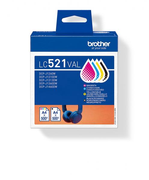 Brother LC521VAL Value pack CMYK, 4x500 sivua