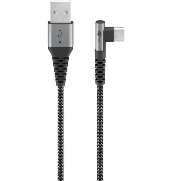 USB-C to USB-C Textile Cable with Metal Plugs (Space Grey/Silver), 90, 0.5 m