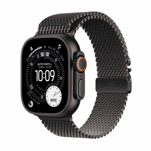 Apple Watch Ultra 3 - 49 mm - musta titaani - Kyllä älykello kanssa milanese loop pannan koko S - 64 Gt - LTE, Wi-Fi 4, UWB, Bluetooth, NFC - 5G - 61.8 g