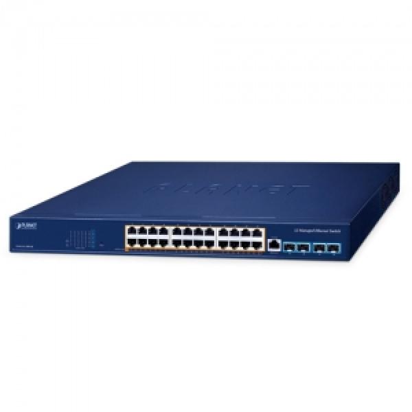 Planet Layer 3 24-Port 10/100/1000T 802.3at PoE + 4-Port 10G SFP+ Managed Ethernet Switch