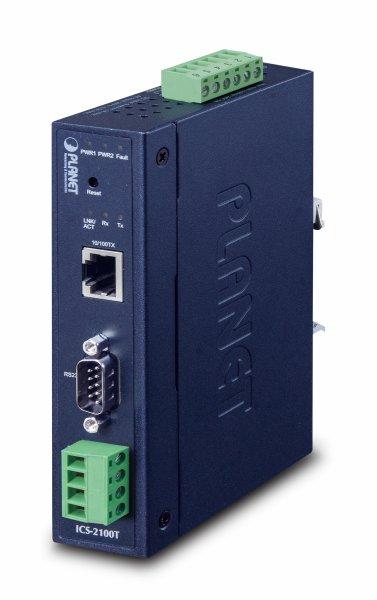 Planet ICS-2100T - IP30 Industrial 1-Port RS232/RS422/RS485 Serial Device Server IP30 Industrial 1-Port, System, 32 x 87.8 x 135 mm, 392 g,