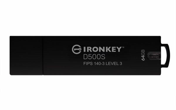Kingston IronKey D500S - USB Flash-asema - salattu - FIPS 140-3 Level 3 - 64 Gt - USB 3.2 Gen 1 - TAA-yhteensopiva