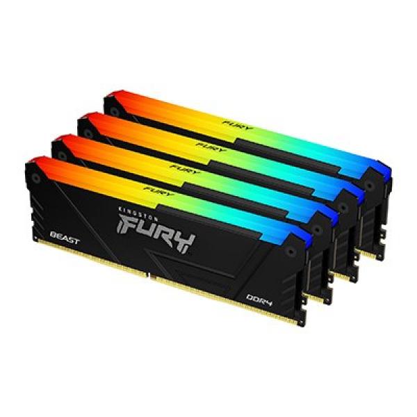 Kingston FURY Beast RGB - DDR4 - pakkaus - 128 Gt 4 x 32 Gt - DIMM 288 nastaa - 3600 MT/s / PC4-28800 - CL18 - 1.35 V - puskuroimaton - non-ECC - musta