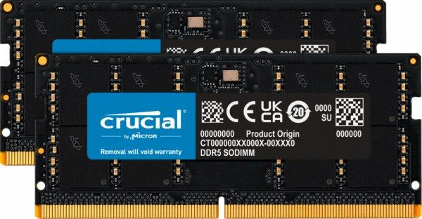 Crucial - DDR5 - pakkaus - 128 Gt 2 x 64 Gt - 262-nastainen SO-DIMM - 2800 MHz / PC5-44800 - 1.1 V - on-die ECC - musta