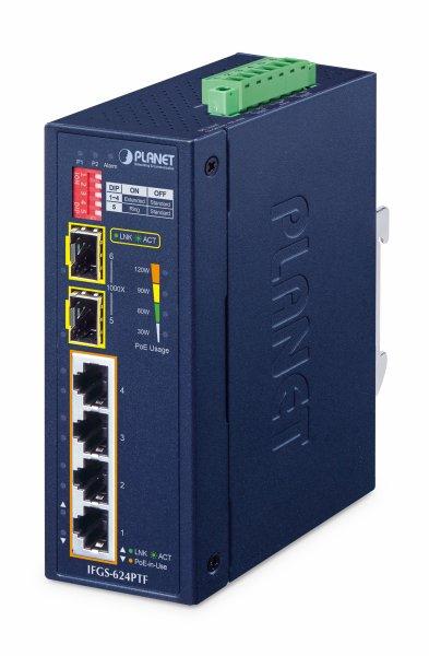 PLANET Industrial 4-Port 100TX+2-Port 100TX SFP IFGS-624PTF