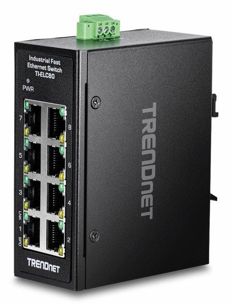 TRENDnet TI-ELC80 8-Port Ethernet Mini Switch Industrial DIN-Rail