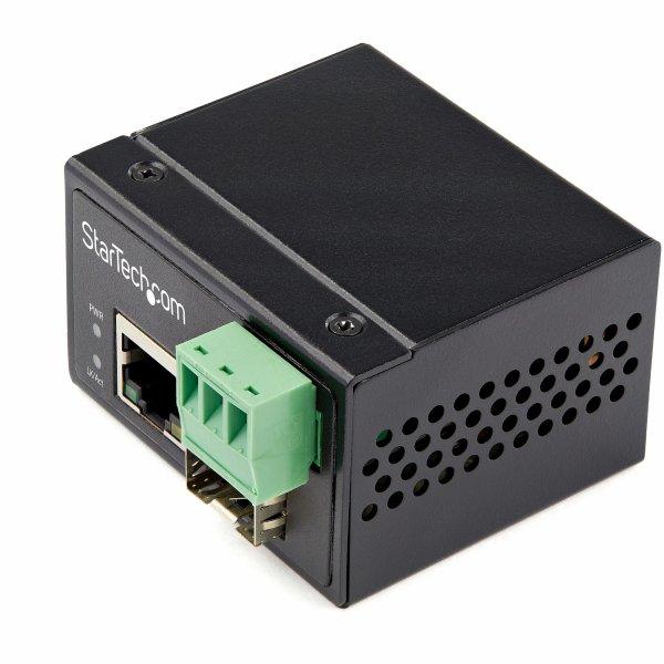StarTech.com Industrial Fiber to Media Converter - 100Mbps SFP to RJ45/Cat6 - Singlemode/Multimode Optical Fiber to Copper Network - 12-56V DC - IP-30/ -40 to 75C Fibermedieomformer Ethernet Fast Ethernet