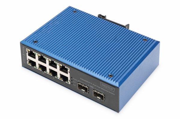 DIGITUS INDUSTRIAL 8+2-PORT FAST ETHERNET SWITCH 8 PORT FE RJ45, 2 GE SFP PORTS