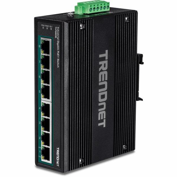 TRENDnet TI-PG80B 8-Port PoE+ Switch Industrial Gigabit DIN-Rail (24-56V)