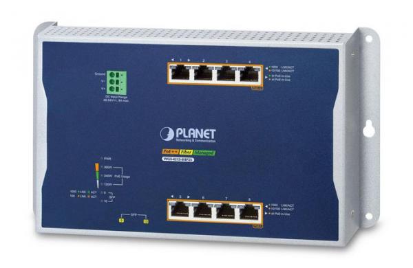 Planet IP30, IPv6/IPv4, 4-Port 10/100/1000T 802.3bt 95W PoE+ 4-P 10/100/1000T 802.3at PoE+ 2-P 100/1000X SFP W. M. Man. Switch IP30,