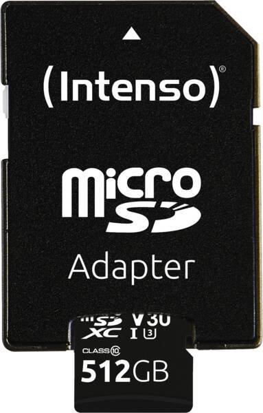 Intenso microSDXC          512GB C10 UHS-I Professional + Adapter