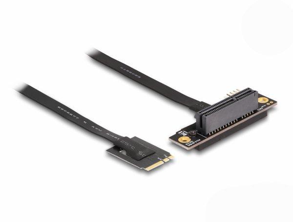 M.2 Key A+E to PCIe x4 NVMe Adapter angled with 20 cm cable