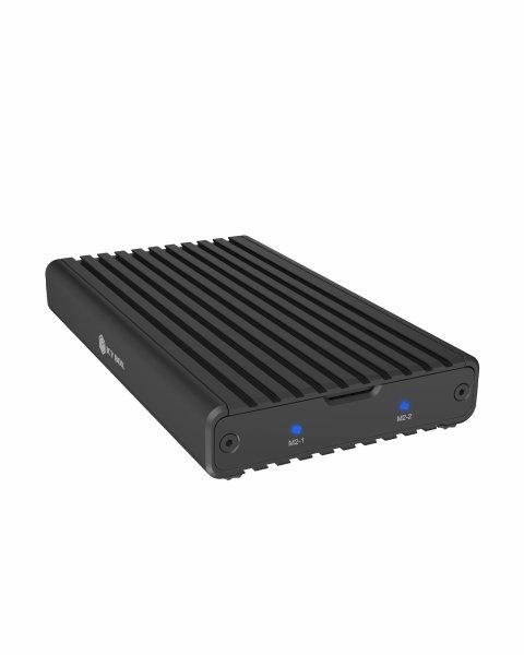2-bay M.2 PCIe NVMe enclosure, USB 3.2 Gen2x2, toolless