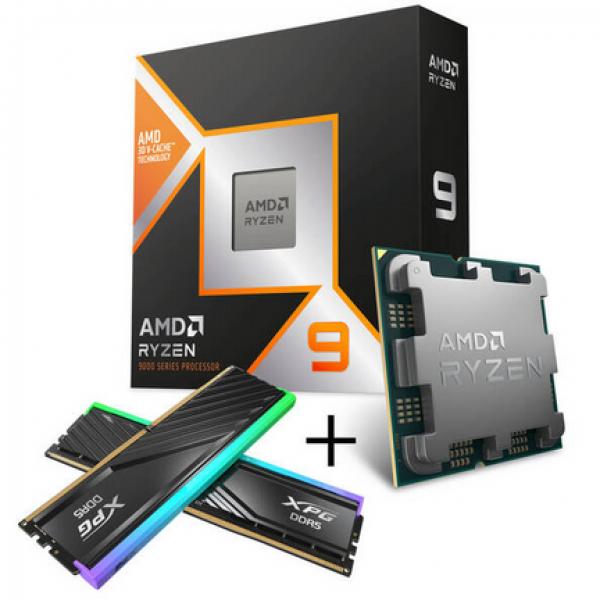 AMD Ryzen 9 9950X3D -paketti ADATA XPG Lancer BLADE RGB 48 Gt:n DDR5-6000 RAM-muistilla - musta, laatikossa, kaksoispakkaus