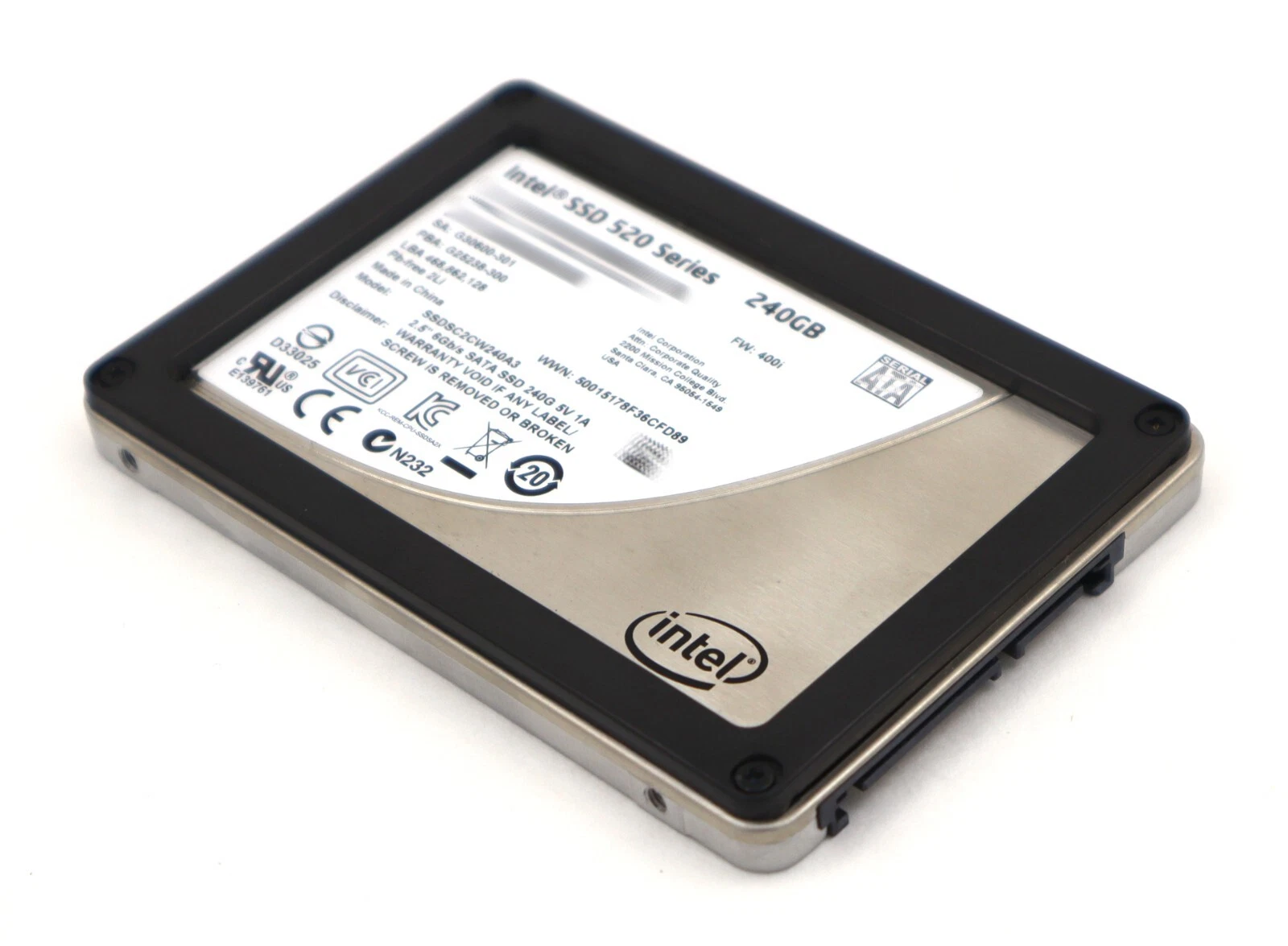 Intel SSD 520 Series 240GB 2.5 SATA, refurbished, käytetty SSD-levy