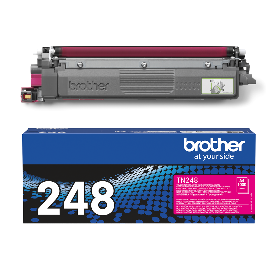 Brotherin alkuperäinen TN248M-värikasetti - magenta - riittoisuus jopa 1 000 sivua.