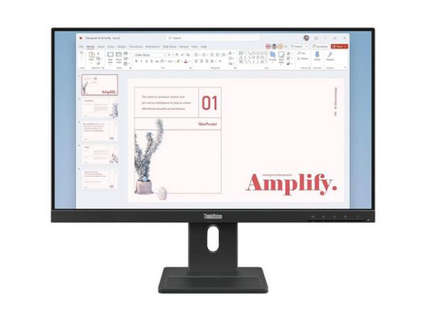 Lenovo ThinkVision E24-40 - LED-näyttö - 24 (23.8 katseltava) - 1920 x 1080 Full HD (1080p) 100 Hz - IPS - 250 cd/m² - 13001 - 4 ms - HDMI, VGA, DisplayPort - kaiuttimet - yönmusta