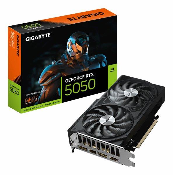 Gigabyte RTX 5050 Findforce Oc V2 8Gb Gddr6, 128Bit, Pci-E 5.0, 2572Mhz Core Clock, 2 X Dp, 2 X Hdmi, Nvidia Dlss 4, Gv-N5050Wf2Ocv2-8Gd