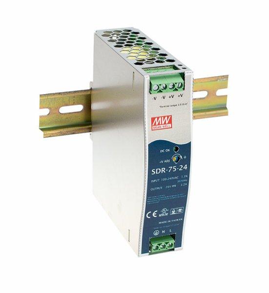 Din-Rail Power Supply 48VDC 75W Adjustable 48-55VDC -30...+70C