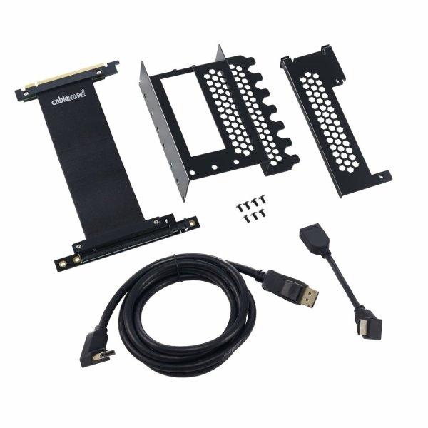 pystysuora näytönohjaimen pidike PCIe x16 -kaapelilla, 1x DisplayPort, 1x HDMI - musta