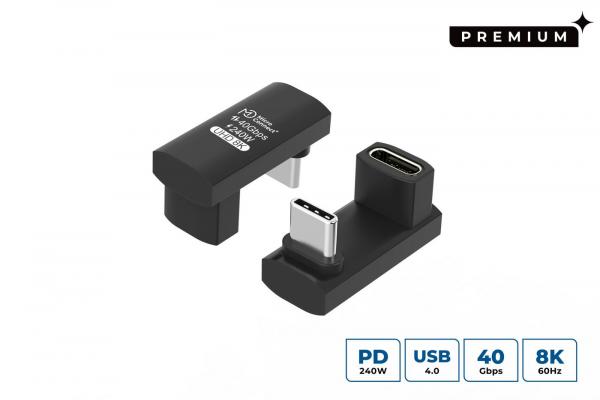 MicroConnect Premium USB4 3x2 USB-C twice-angled Long adapter, 240W, 40Gbps