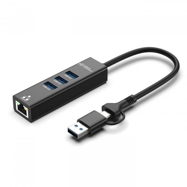 USB 3.0 Hub 4-Porttinen RJ45 verkkoliitännällä