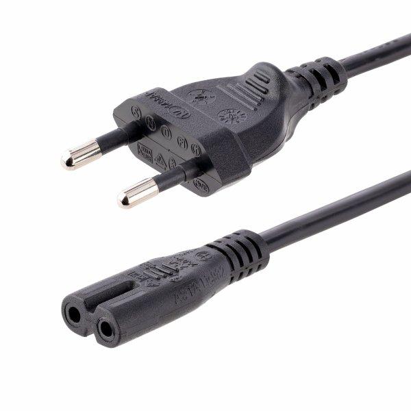 StarTech.com 3m (10ft) Laptop Power Cord, EU Plug to C7, 2.5A 250V, 18AWG, Notebook / Laptop Replacement AC Power Cord, Printer/Power Brick Cord, Europlug to IEC 60320 C7 - Laptop Charger Cable, Black (752E-3M-POWER-LEAD) Strømkabel 3m Sort