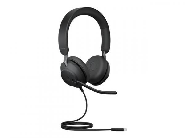 Jabra Evolve2 40 SE MS Stereo - Kuulokkeet + mikrofoni - korvien päällä - langallinen - USB-C, USB-A - melua vaimentava - sertifioitu Microsoft Teamsille