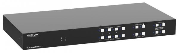 Vivolink HDMI 2.0 4x4, Matrix Fast switcher w/GUI and RS232 control