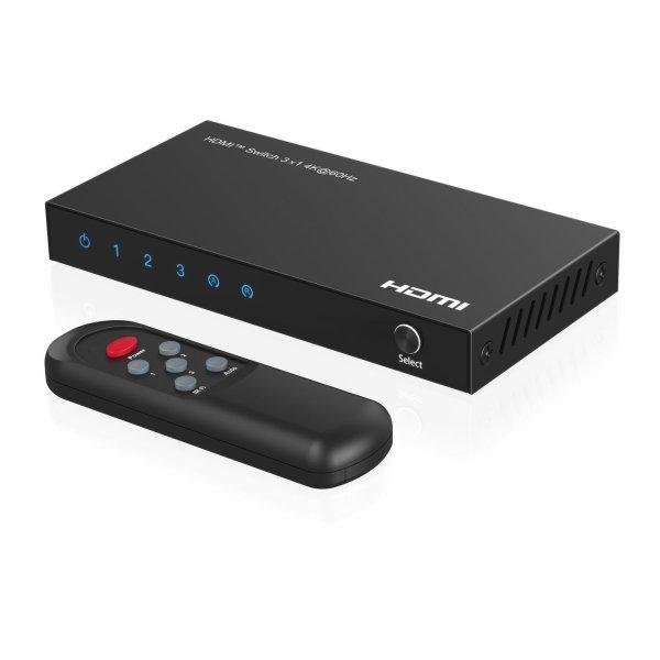 MicroConnect 4K60Hz HDMI Switch 3x1, HDCP 2.2, w/ Remote control