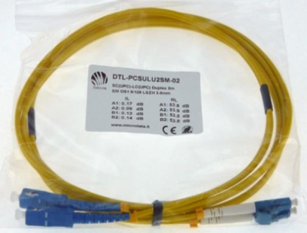 SC/LC/SM 9/125 OS2 1.5m Duplex-kuitukaapeli LSZH UPC/UPC