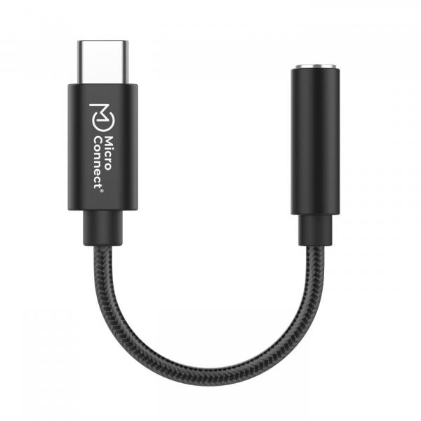 MicroConnect Premium USB-C to minijack 3.5mm Audio Adapter, Musta 13 cm