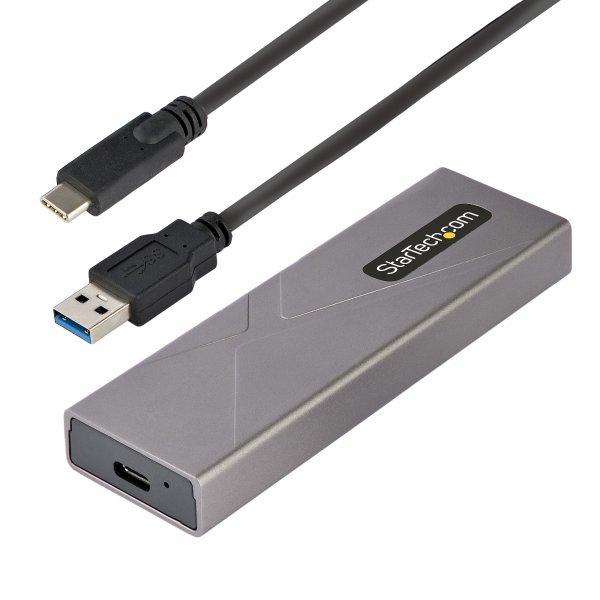 Startech USB-C 10Gbps to M.2 NVMe or M.2 SATA SSD Enclosure, Tool-free M.2 PCIe/SATA NGFF SSD Enclosure, Portable Aluminum Case, USB Type-C USB-A Host Cables, For 2230/2242/2260/2280 - Works w/ Thunderbolt 3 (M2-USB-C-NVME-SATA) - Tallennuslaitteen