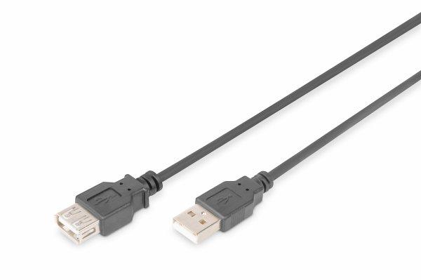 DIGITUS USB 2.0 Verlängerungskabel Typ A -A St/Bu 1.8m schw