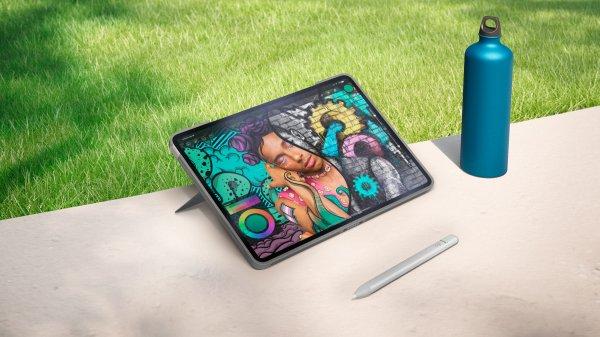 Logitech Combo Touch - Näppäimistö- ja kalvokotelo - sekä kosketuslevy - taustavalaistu - Apple Smart connector - QWERTY - Yhdysvaltain englanti kansainv. - oxfordinharmaa malleihin Apple 11-inch iPad Air (M2, M3)